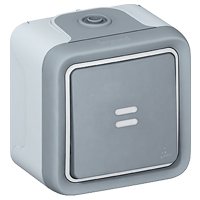 Plexo Кнопочный выключатель с подсветкой Н.О. контакт Серый 10 A (069722) 069722 фото