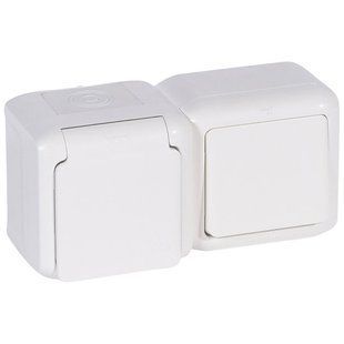 Forix Вимикач та Розетка 2К+З зі шторками IP44 Білий 782371 фото