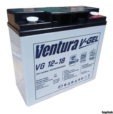 Акумулятор для ДБЖ 12В 18 Аг Ventura VG 12-18 V-Gel V-VG12180 фото