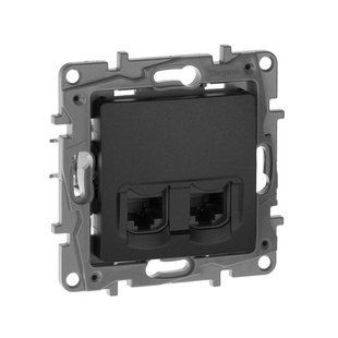 ETIKA Розетка подвійна RJ45 категорія 5е UTP Антрацит 672655 фото