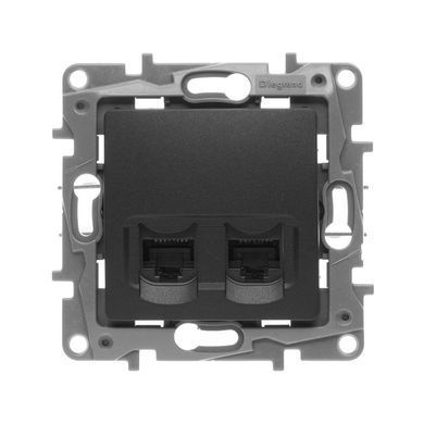 ETIKA Розетка подвійна RJ45 категорія 5е UTP Антрацит 672655 фото