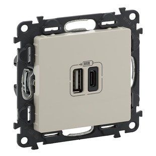 Valena LIFE Розетка з двома USB-роз'ємами тип А+тип С 240В/5В 3000мА Слонова кістка 753206 фото
