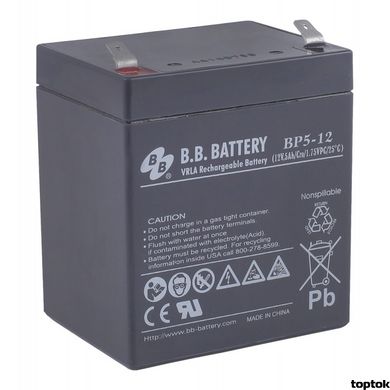 Акумулятор для ДБЖ 12В 5Аг B.B. Battery BP 5-12 BP5-12/T2 фото