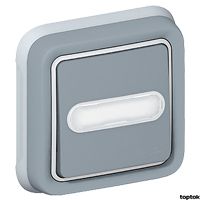 Plexo Кнопочный выключатель с подсветкой с держателем этикетки Н.О. + Н.З. контакты Серый 10 A (069824) 069824 фото