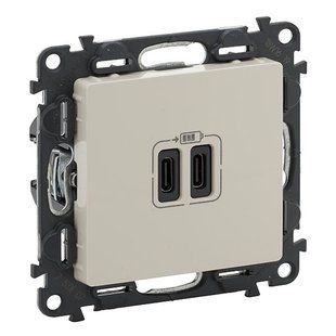 Valena LIFE Розетка з двома USB-роз'ємами тип С+тип С 240В/5В 3000мА Слонова кістка 753207 фото