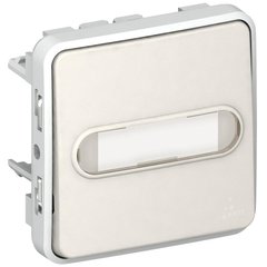 Plexo Кнопочный выключатель с подсветкой Н.О. контакт с держателем этикетки Белый 10 A (069633) 069633 фото