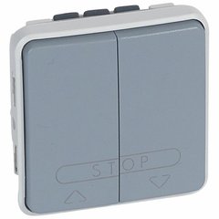 Plexo Двоклавішний кнопковий вимикач для систем з електронним блоком управління Сірий (069539) 069539 фото