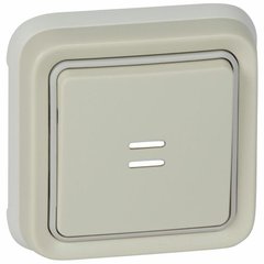 Plexo Кнопковий вимикач з підсвічуванням Н.В.+Н.З. контакти Сірий 10 A (069861) 069861 фото