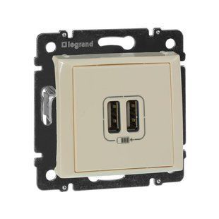 Valena Розетка с двумя USB 1500 мА для зарядки Слоновая кость 774170 фото