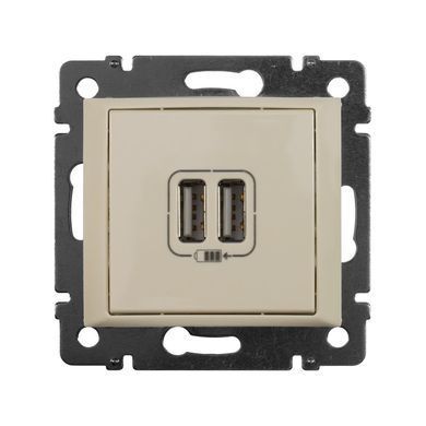 Valena Розетка з двома USB 1500 мА для зарядки Слонова кістка 774170 фото