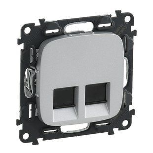 Valena ALLURE Розетка двойная RJ45 категория 6 UTP Алюминий 753943 фото