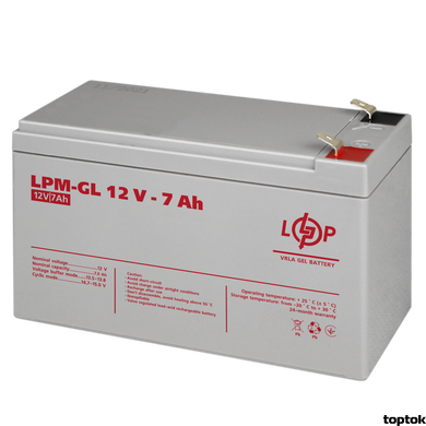 Акумулятор гелевий 12 В 7 Аг LogicPower LPM-GL 12-7 6560 фото