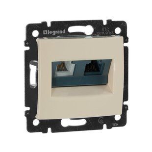 Valena Розетка двойная RJ45 категория 6 UTP + RJ11 Слоновая кость 774180 фото