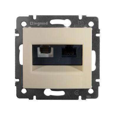 Valena Розетка двойная RJ45 категория 6 UTP + RJ11 Слоновая кость 774180 фото
