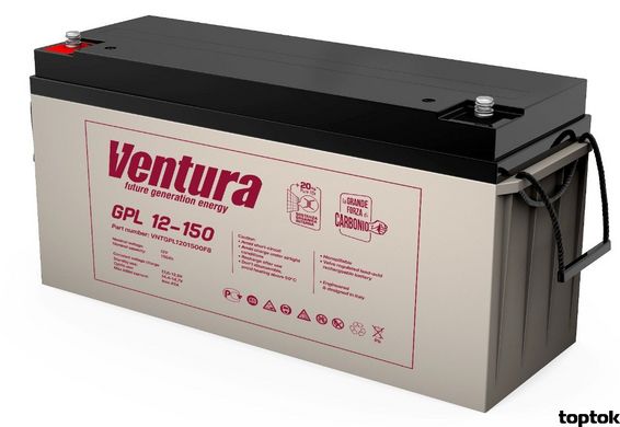 Акумулятор для ДБЖ 12В 150 Аг Ventura GPL 12-150 V-GPL121500 фото