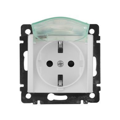 Valena Розетка IP 44 німецький стандарт 2К+З з кришкою і захисними шторками Білий 774220 фото