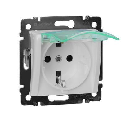 Valena Розетка IP 44 німецький стандарт 2К+З з кришкою і захисними шторками Білий 774220 фото