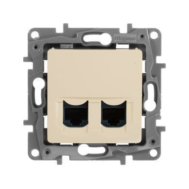ETIKA Розетка подвійна RJ45 категорія 6 UTP Слонова Кістка 672354 фото