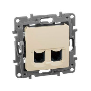 ETIKA Розетка подвійна RJ45 категорія 5е UTP Слонова Кістка 672355 фото