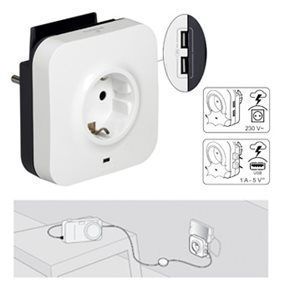 Розетка 2К+З та 2хUSB з ПЗІП та підставкою для телефона Legrand 694671 фото