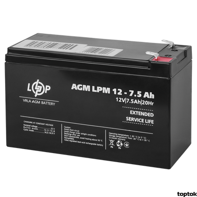 Аккумулятор 12 В 7.5 Аг LogicPower LPM 12-7.5 3864 фото