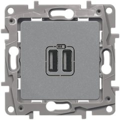 ETIKA Розетка для зарядки подвійна USB Алюміній (672494) 672494 фото