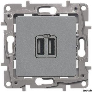 ETIKA Розетка для зарядки подвійна USB Алюміній (672494) 672494 фото
