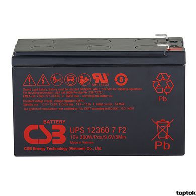 Аккумулятор для ИБП 12В 7Аг CSB UPS 123607F2 UPS 123607F2 фото