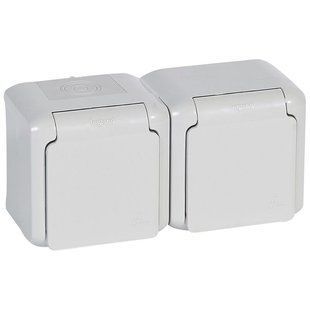Forix Розетка 2X2К+З зі шторками IP44 Сірий 782394 фото