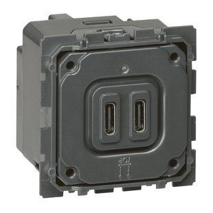 Celiane Механізм зарядного пристрою з двома USB-роз'ємами тип С+тип С 240В/5В 3000мА 067466 фото