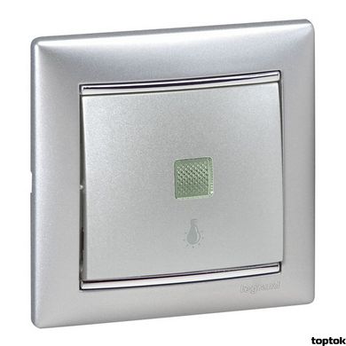 Valena Выключатель без фиксации с подсветкой с символом лампы 10A 250В Алюминий (770113) 770113 фото