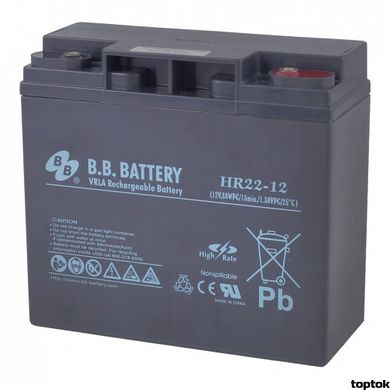 Аккумулятор для ИБП 12В 22 Ач B.B. Battery HR 22-12 HR22-12/B1 фото