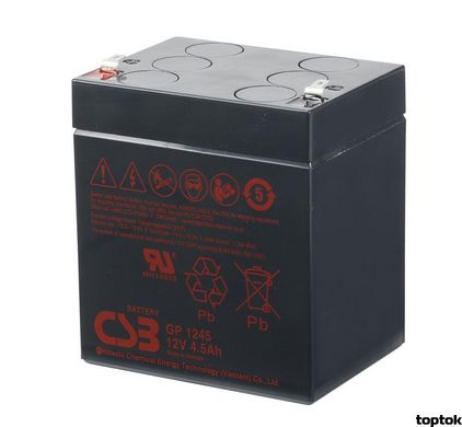 Акумулятор для ДБЖ 12В 4.5 Аг CSB GP1245 (16 W) GP1245 (16 W) фото
