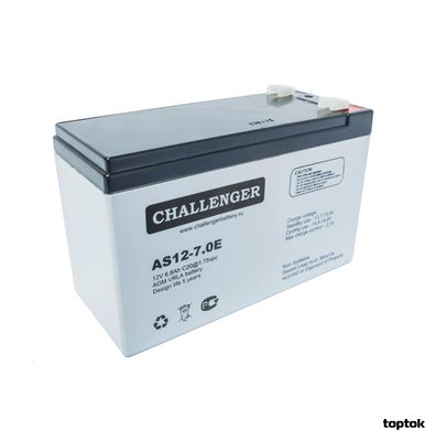 Аккумулятор для ИБП 12В 7 Ач Challenger AS12-7.0 AS12-7.0 фото