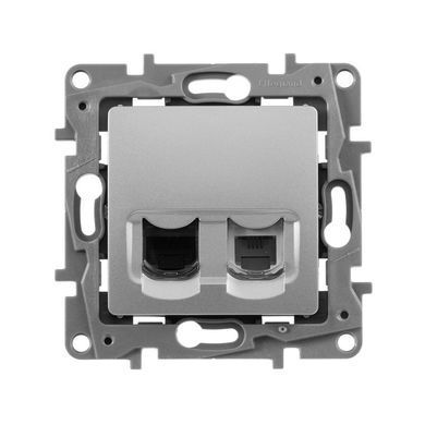 ETIKA Розетка RJ11+RJ45 категория 5 UTP Алюминий 672452 фото