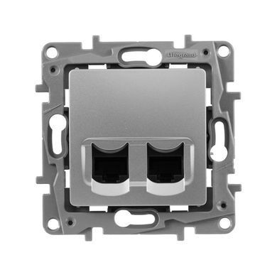 ETIKA Розетка двойная RJ45 категория 5е UTP Алюминий 672455 фото