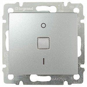 Valena Выключатель двухполюсный с индикацией 10A 250В Алюминий 770149 фото