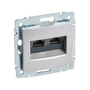 Valena Розетка двойная RJ45 STP 10 GIGA Алюминий 770273 фото