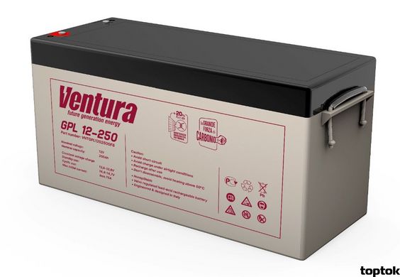 Акумулятор для ДБЖ 12В 250 Аг Ventura GPL 12-250 V-GPL122500 фото